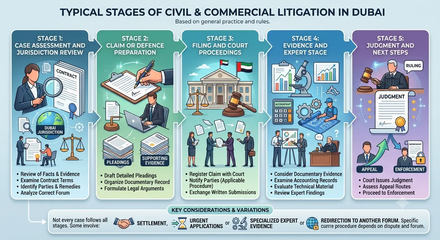 How Does Litigation in Dubai Usually Progress